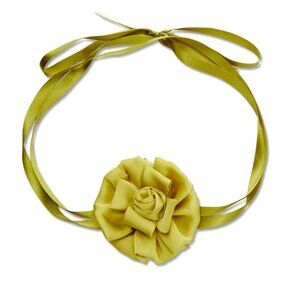 Lele Sadoughi Avocado Silk Gardinia RIBBON CHOKER NWT